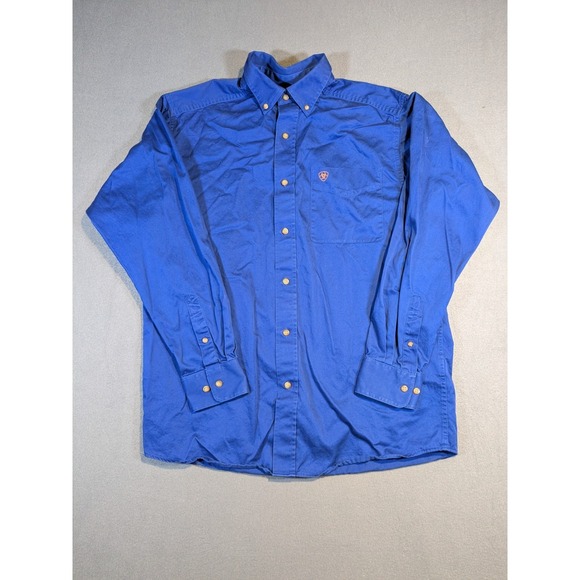 Ariat Men's M Solid Twill Ultramarine Blue Classic Fit Button Shirt‎ - Picture 1 of 7